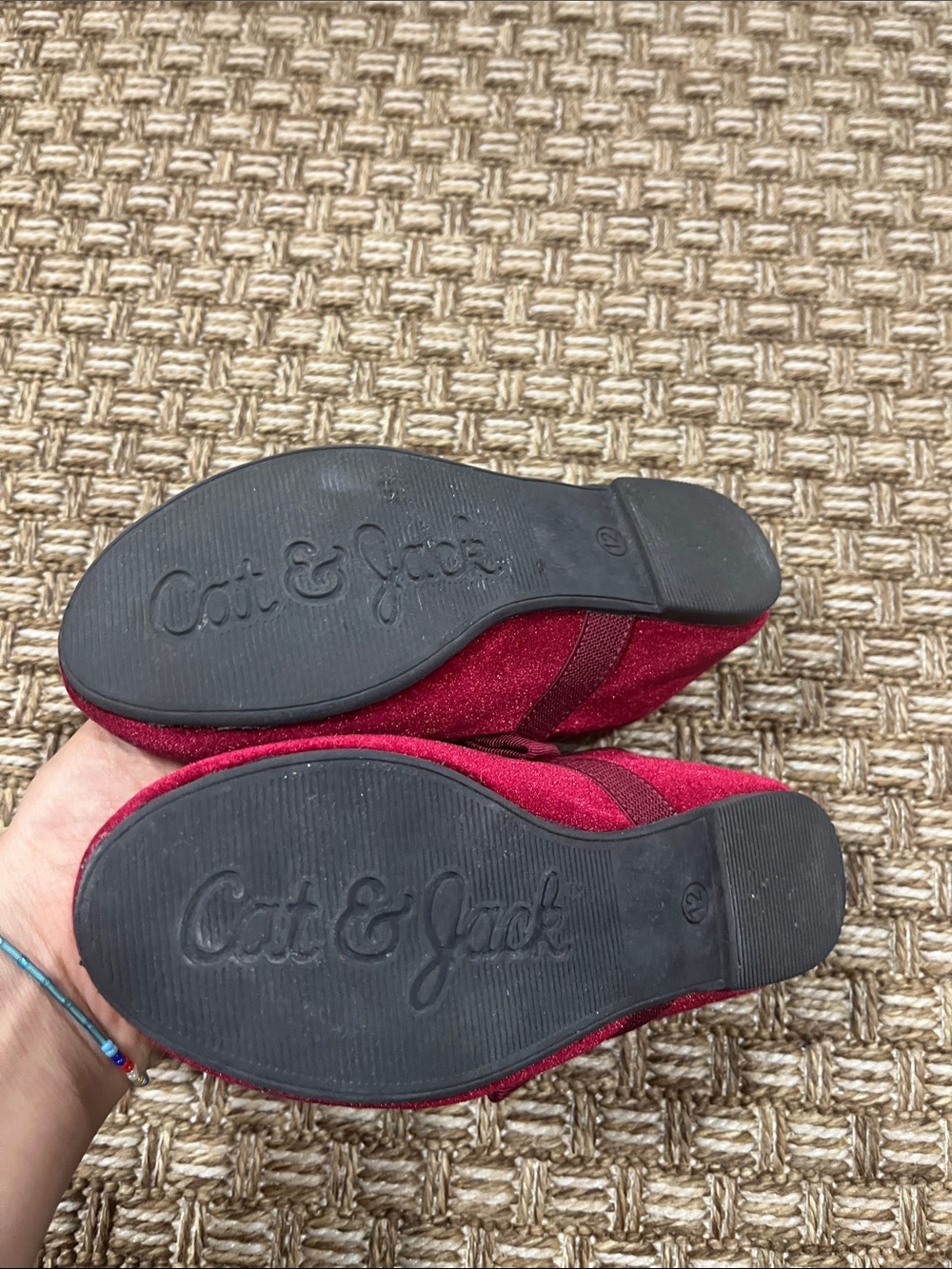 Cat & Jack Girls Wine Velvet Bow Slip-On Dress Shoes - Picture 5 of 10
